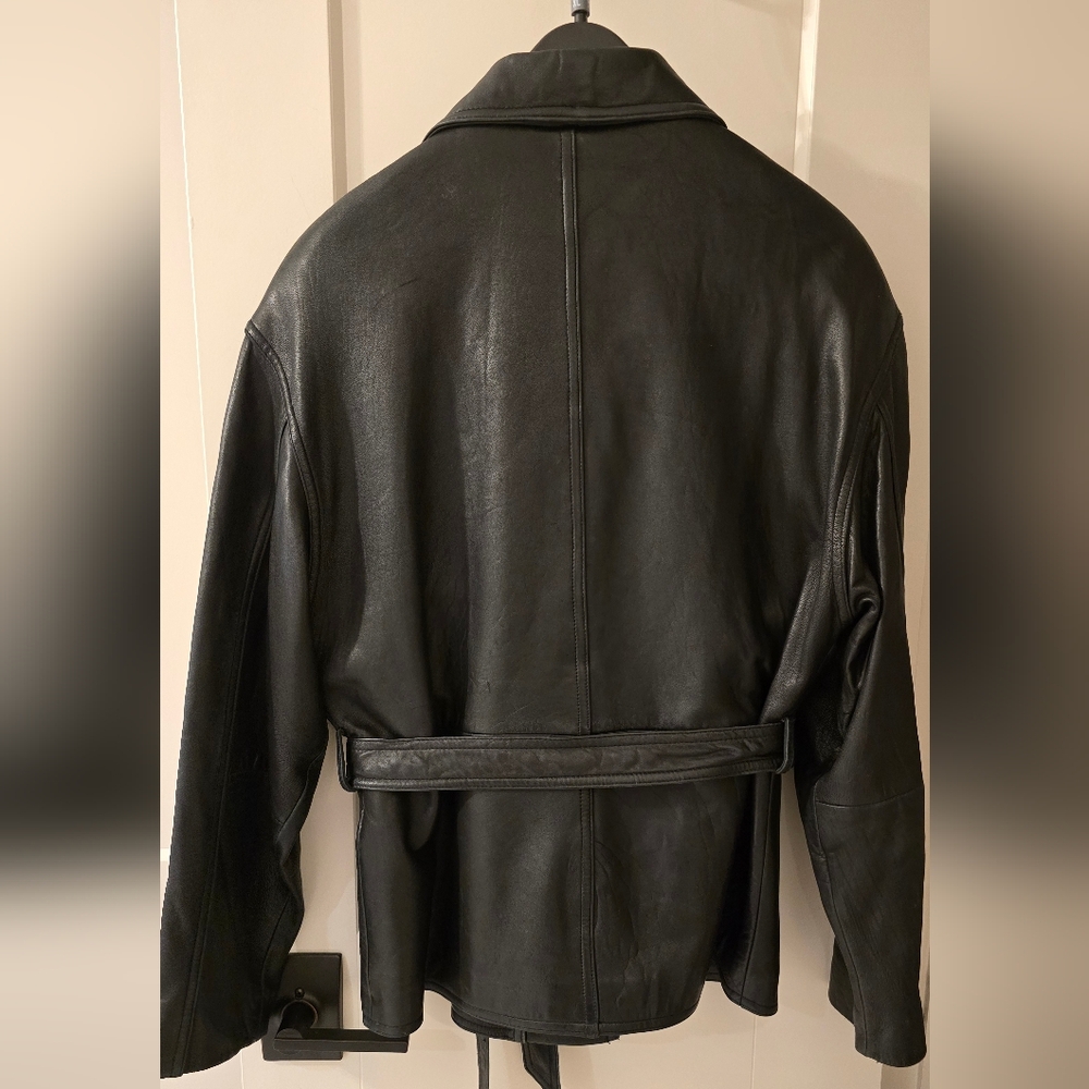 Valerie Stevens New Zealand Lambskin Black Belted Jacket Women's Sz 12 - Picture 4 of 9